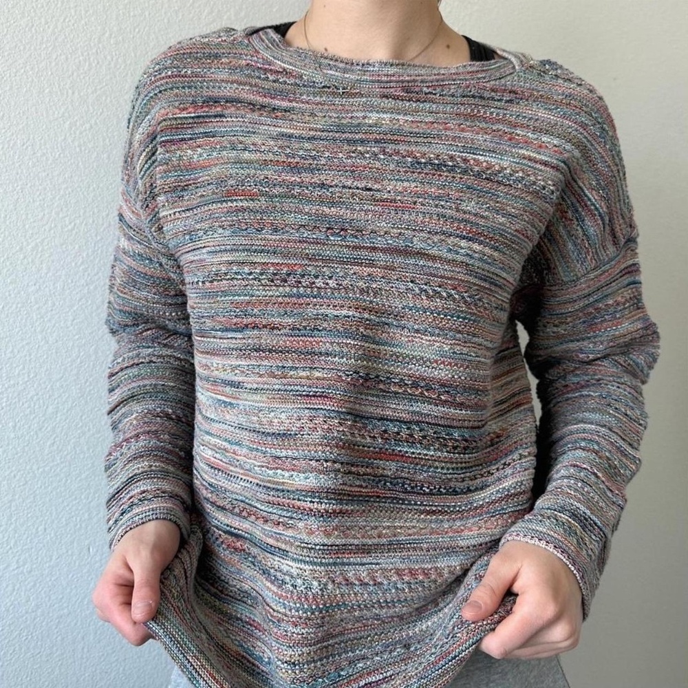 J Jill 100%  Cotton Knit Oversized Crewneck Sweater,  size L Tall
